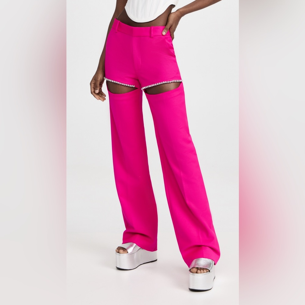 AREA crystal slit trousers, size 4 (NWT)